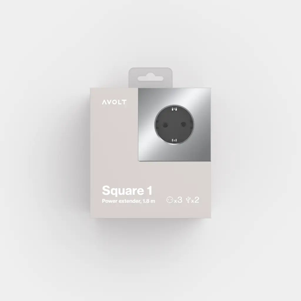 Aluminium avolt square 1 usb jatkojohto paketissa 7
